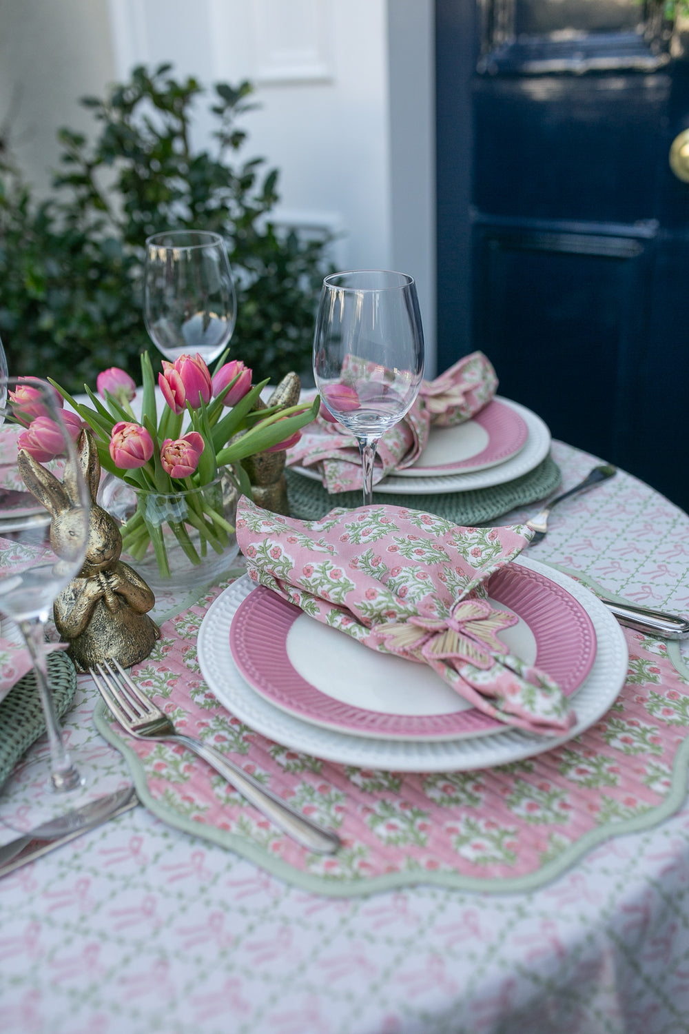 Emily Pink Placemats, Sets of 2-Placemats-LNH Edit