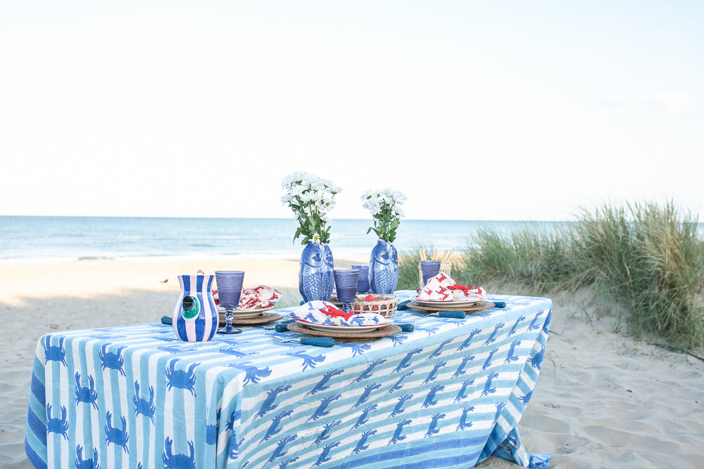 Blue crab Rectangle Tablecloth-Tablecloths-LNH Edit