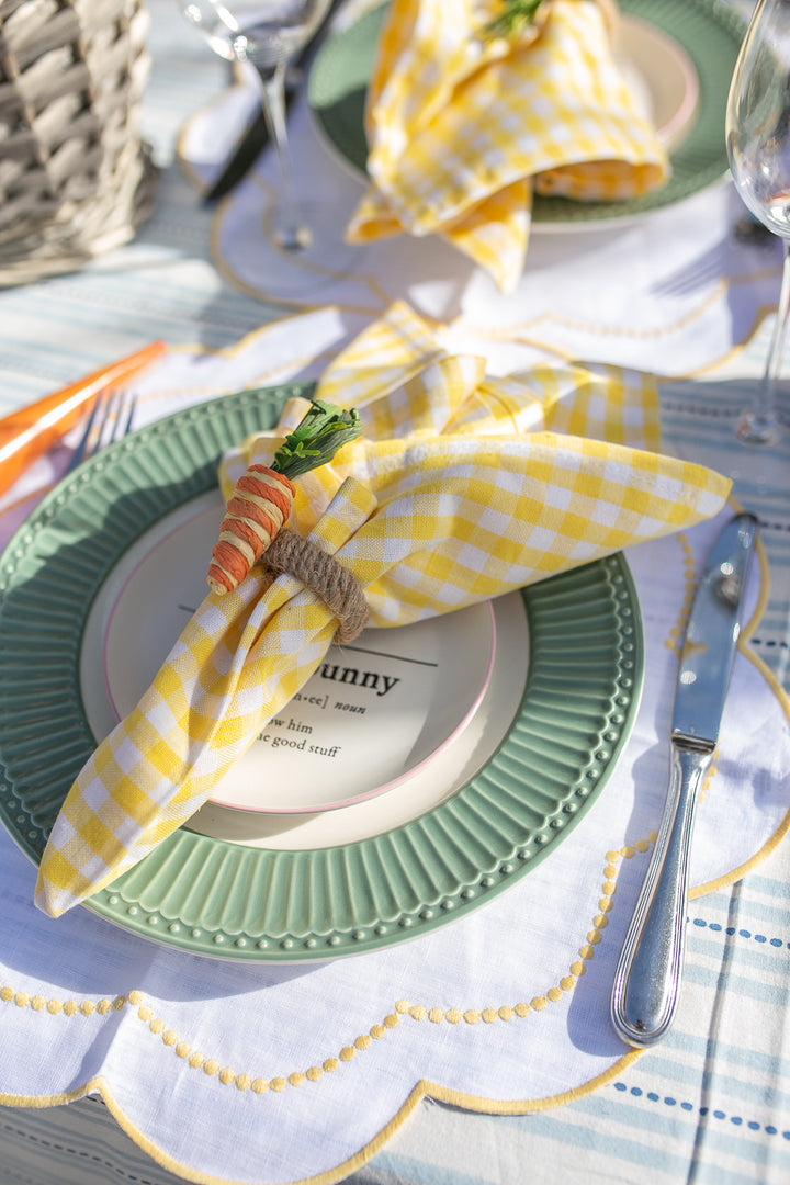 Yellow Gingham Napkins, Set of 4-Napkins-LNH Edit