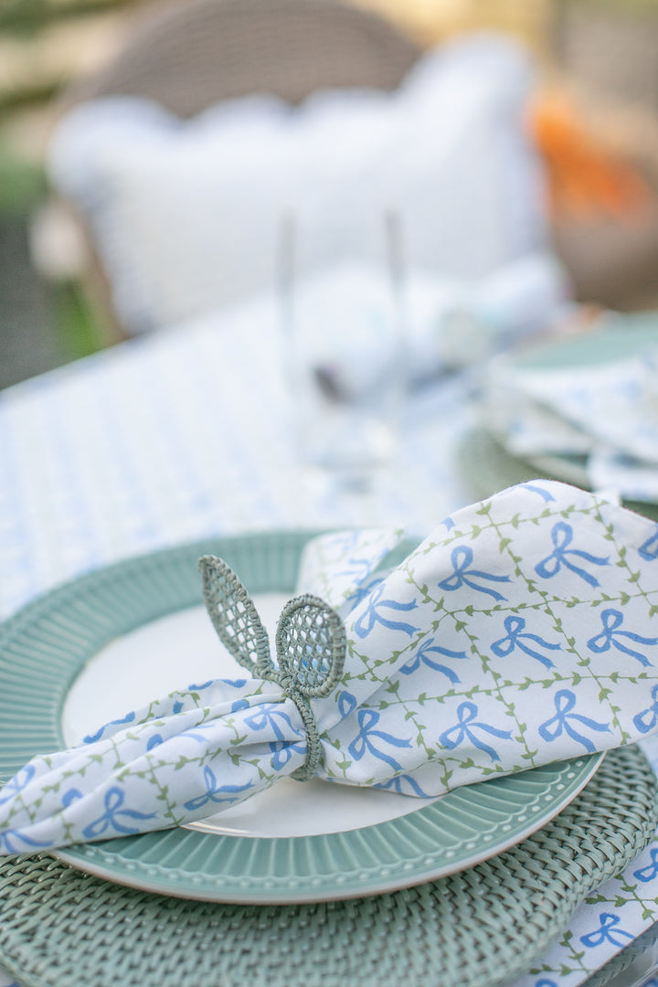 Elizabeth Bow Blue Napkin, Set of 4-Napkins-LNH Edit