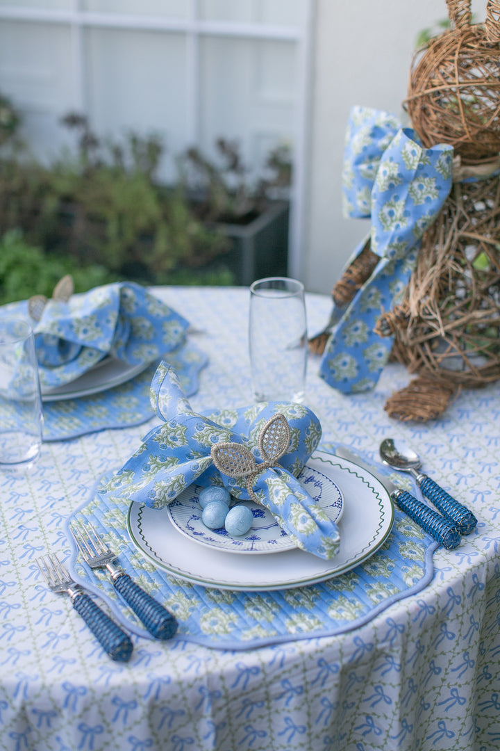 Elizabeth Blue Round Tablecloth