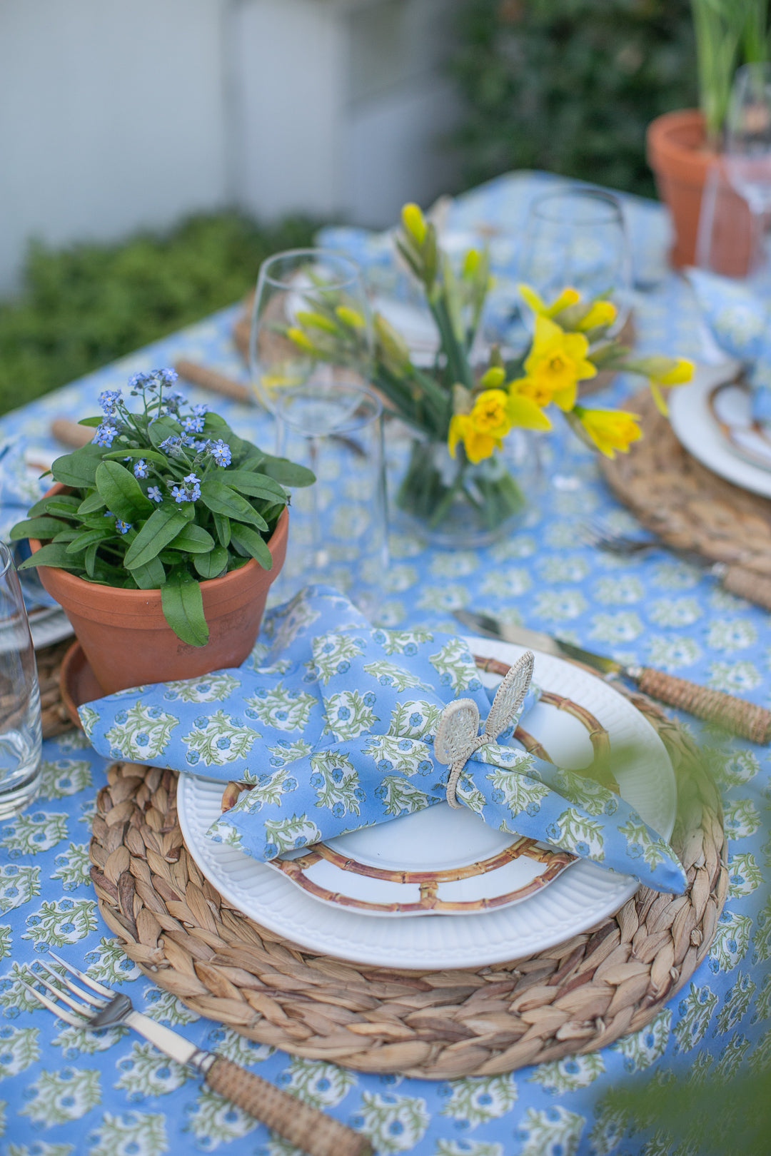 Emily Blue Rectangle Tablecloth-Tablecloths-LNH Edit