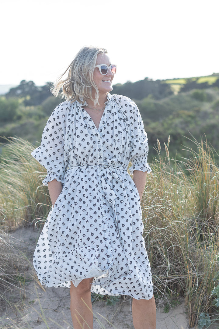 Salomi black floral cotton printed dress-Dresses-LNH Edit