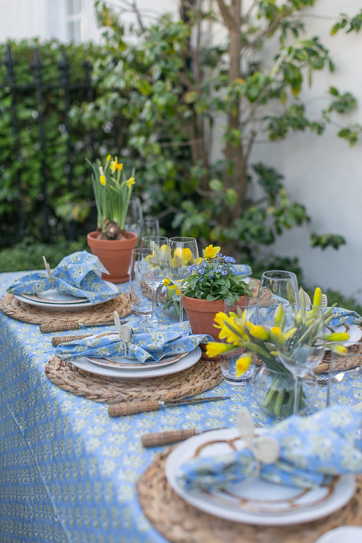 Emily Blue Rectangle Tablecloth