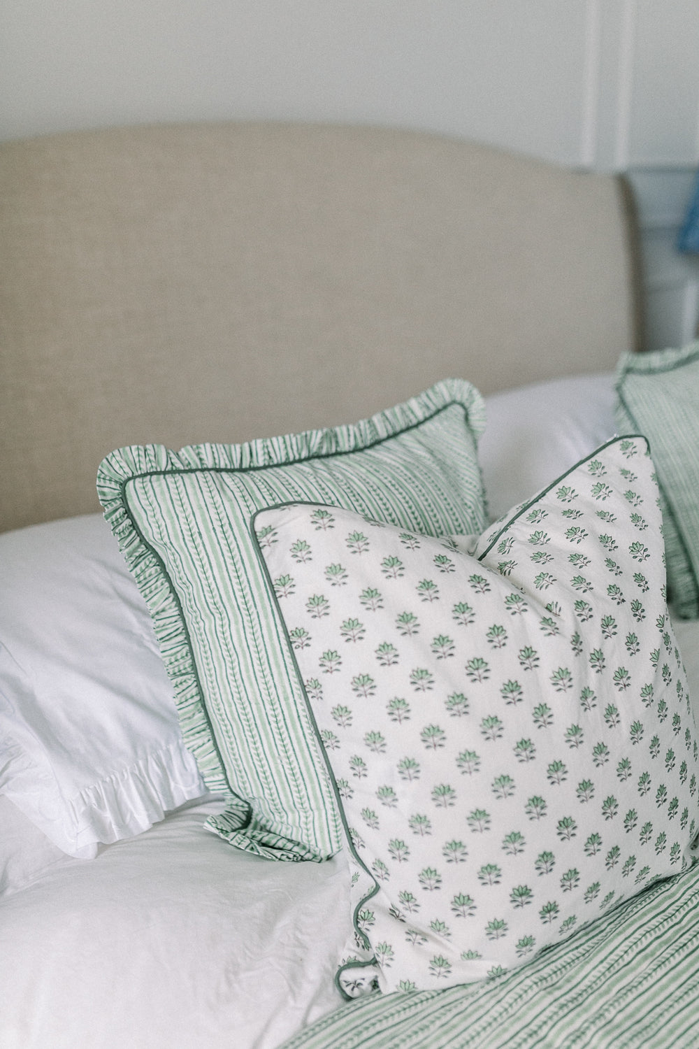 Alani Green Frill Cushion Cover-Cushion Covers-LNH Edit