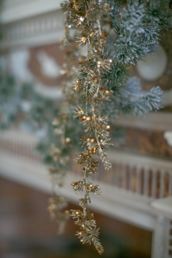 Glittery Faux Gold Leaves Branch