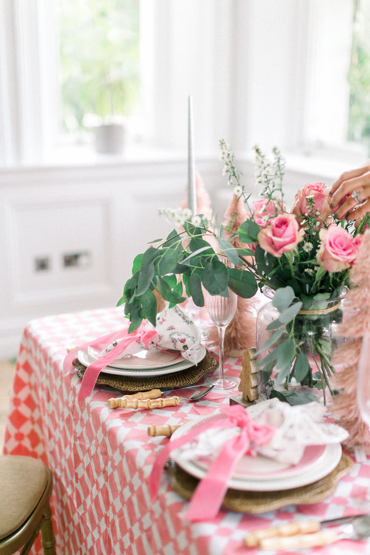 Adeline Pink Round Tablecloth