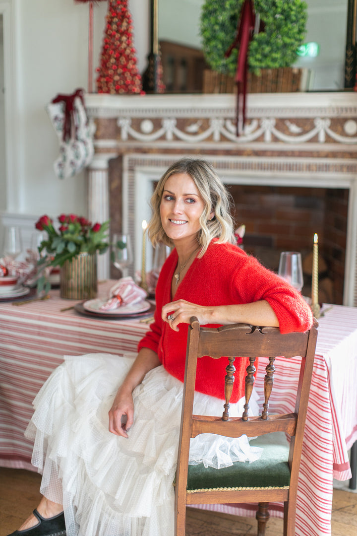 Elsie Red Round Tablecloth-Tablecloths-LNH Edit