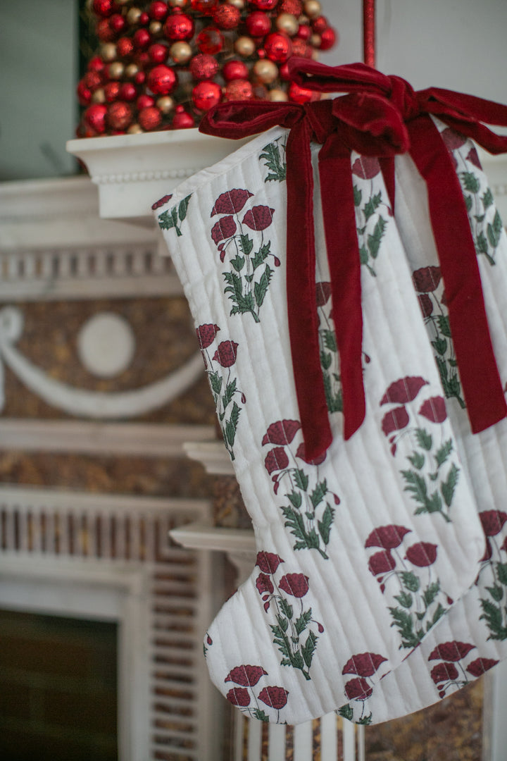 Cranberry Blossom Quilted Stocking