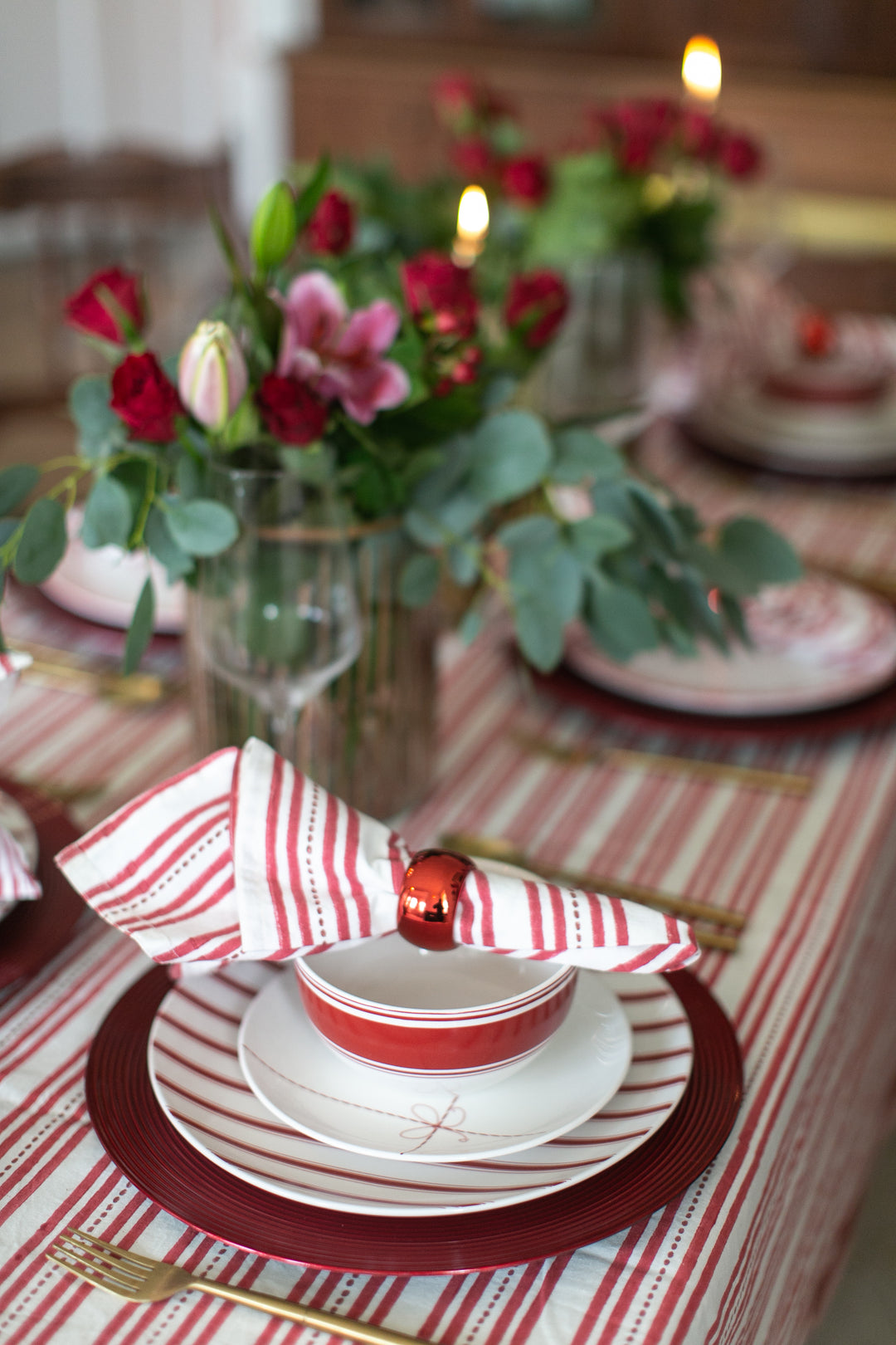 Elsie Red Napkin, Set of 4-Napkins-LNH Edit