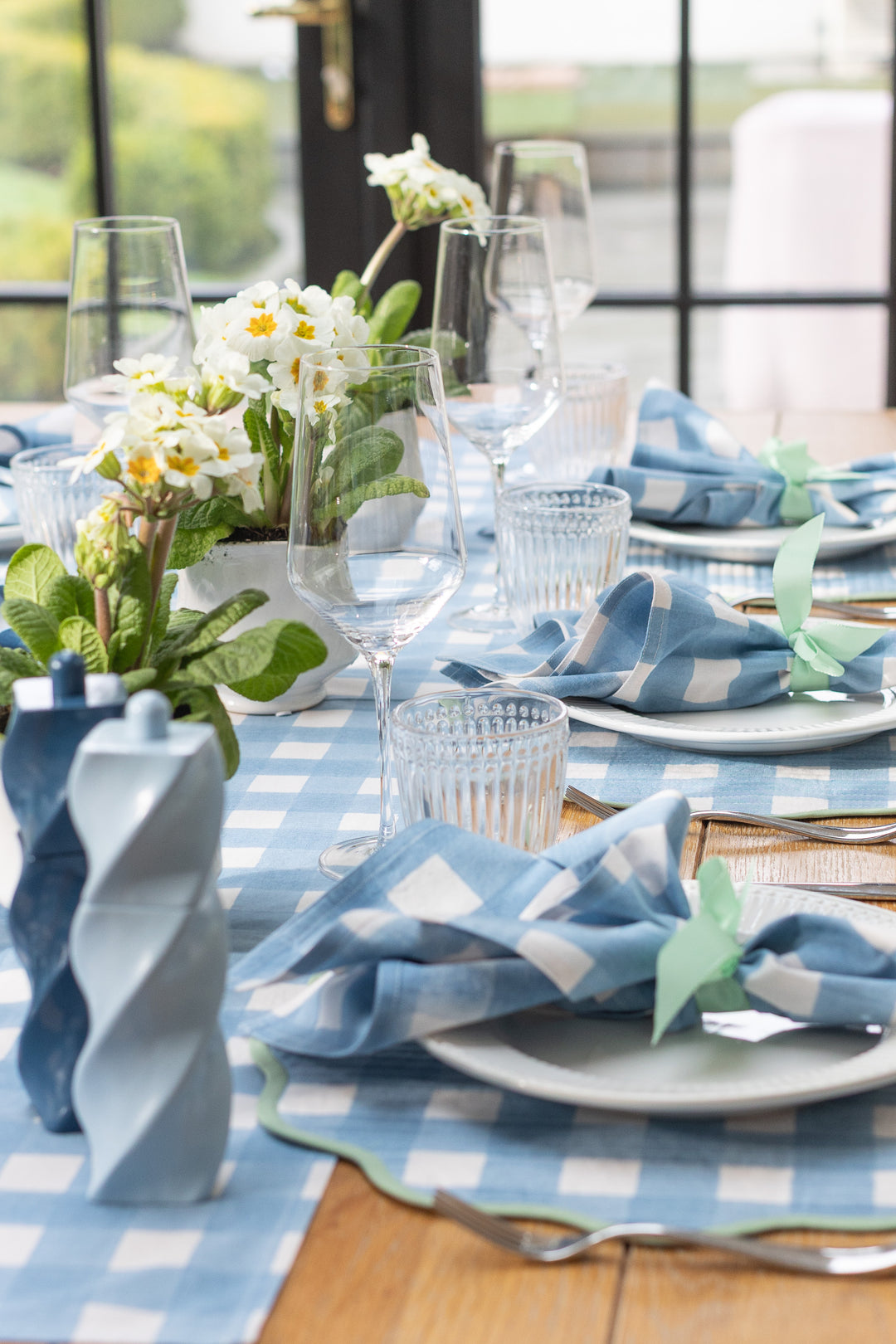Gingham Blue Table Runner