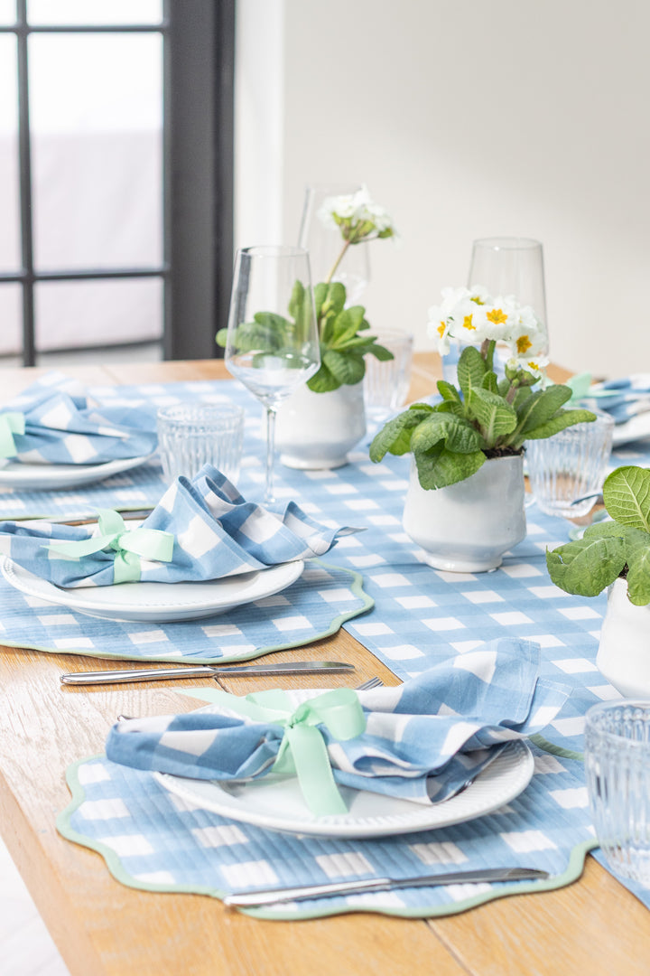 Gingham Blue Table Runner