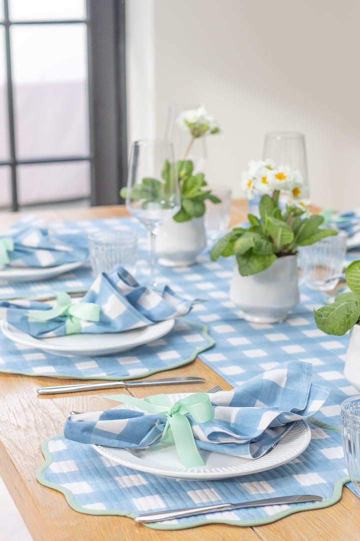 Gingham Blue Table Runner