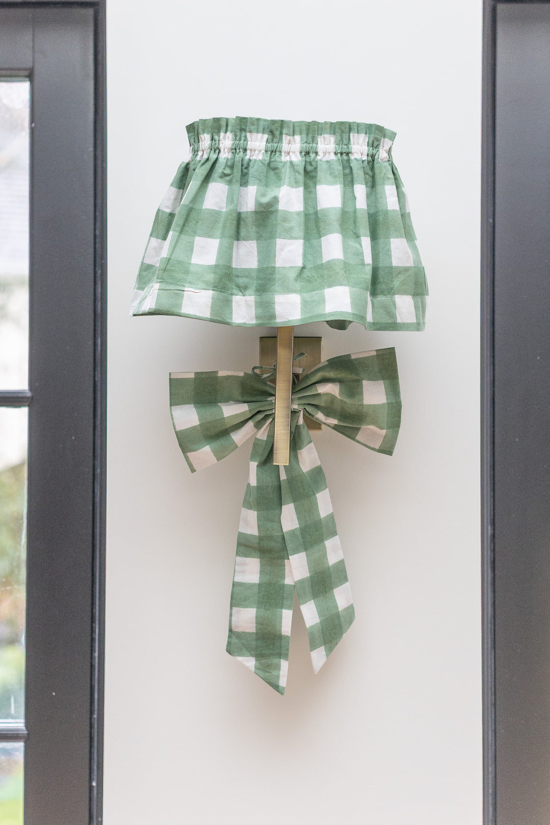 Large Gingham Green  Lampshade Cover