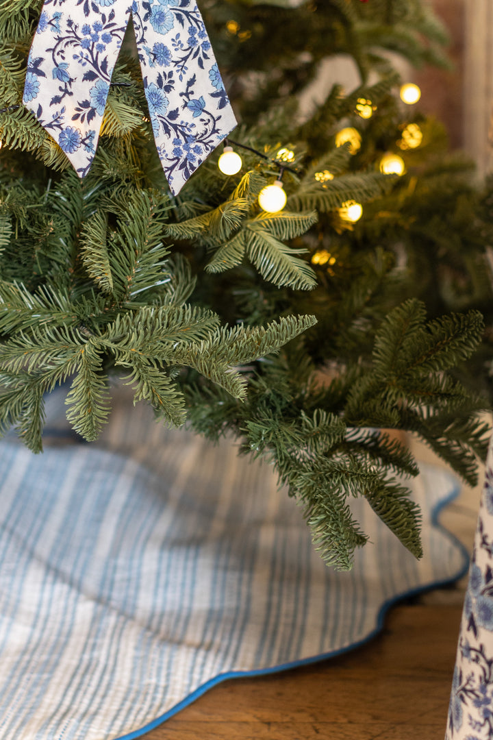 Elsie Blue Quilted Christmas Tree Skirt