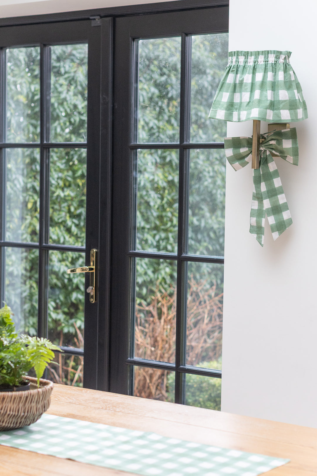 Large Gingham Green  Lampshade Cover