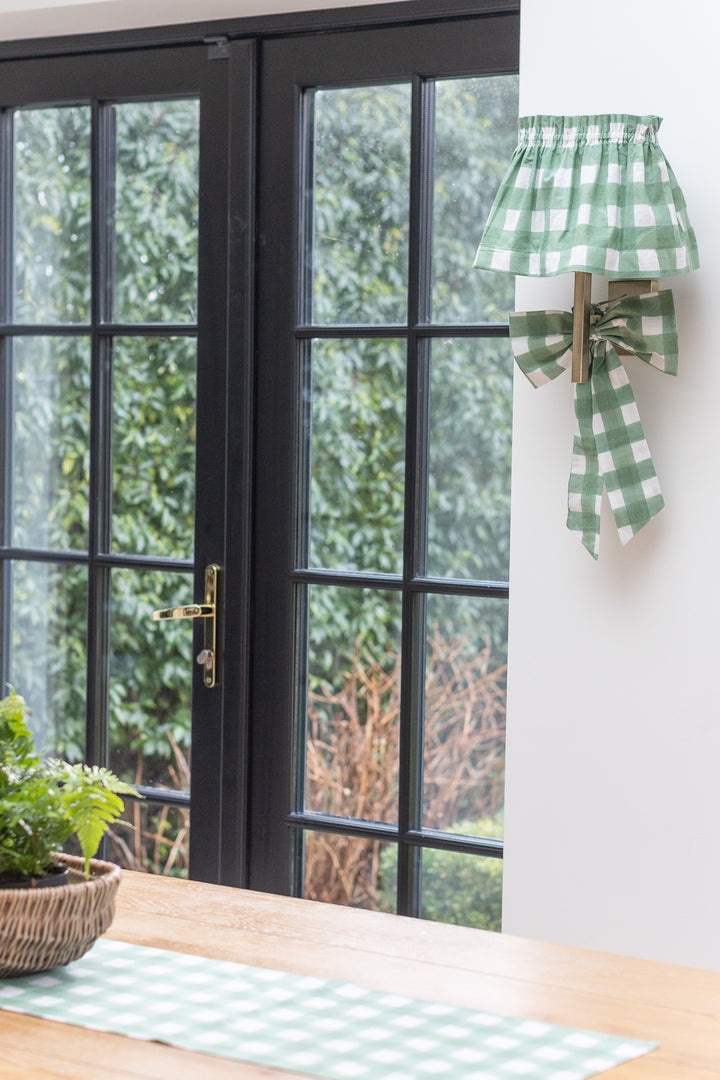 Large Gingham Green  Lampshade Cover