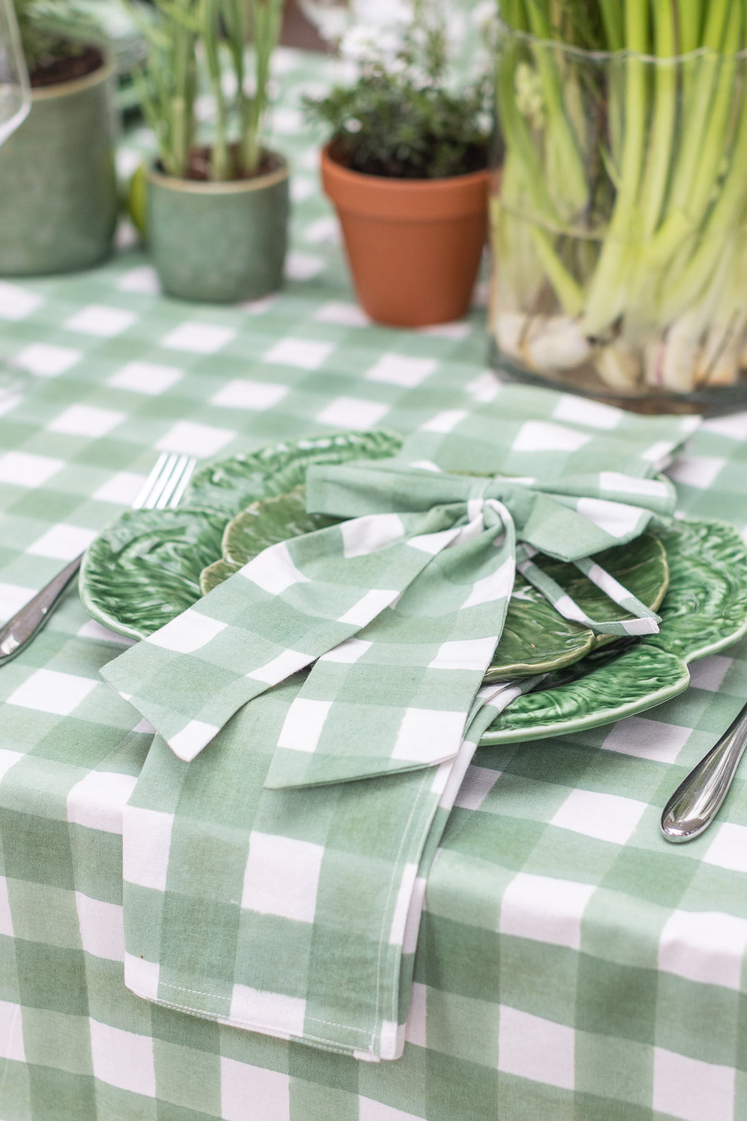 Gingham Green Rectangle Tablecloth