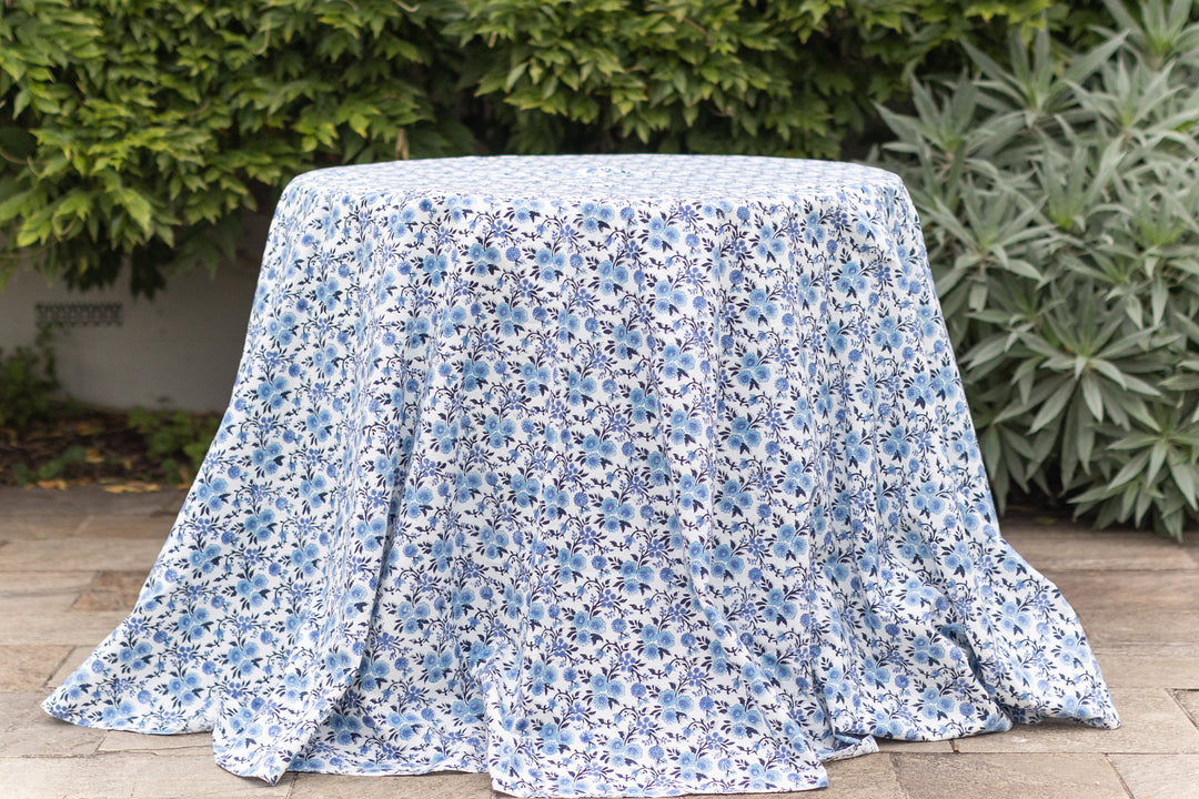 Thistle Blue Round Tablecloth