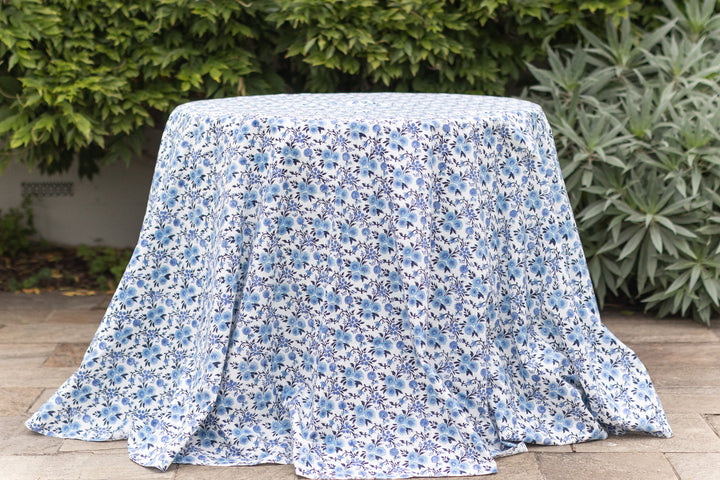 Thistle Blue Round Tablecloth