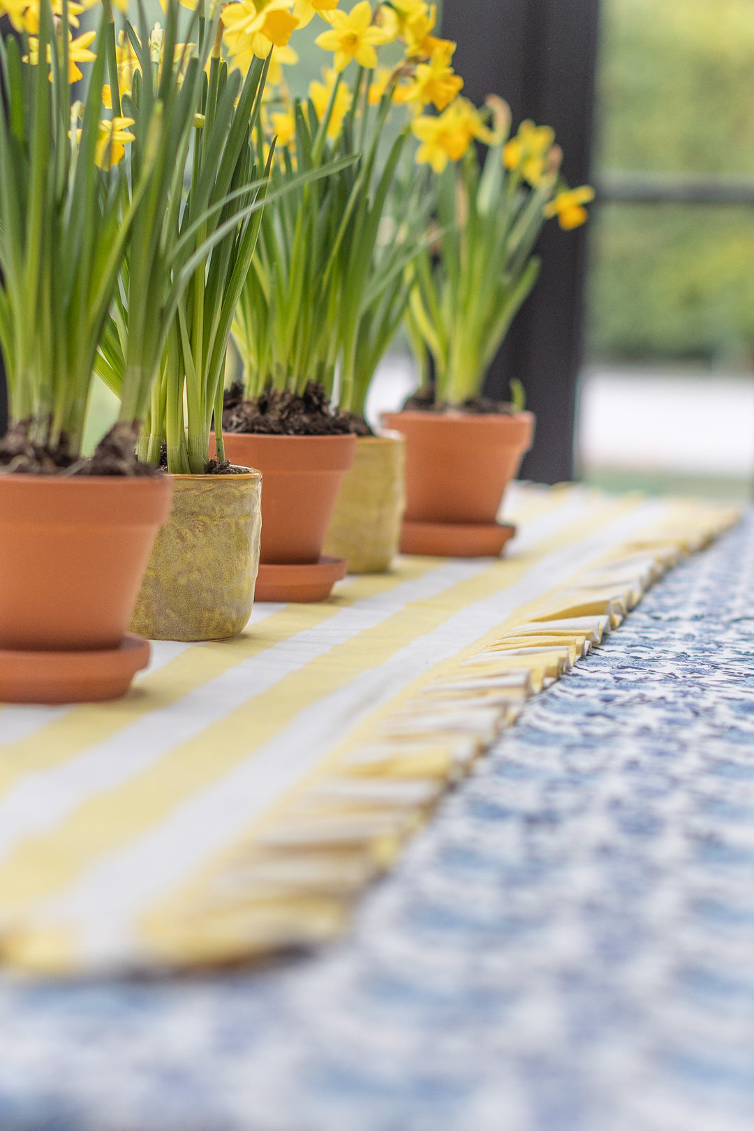 Lemon Stripe Frill Table Runner