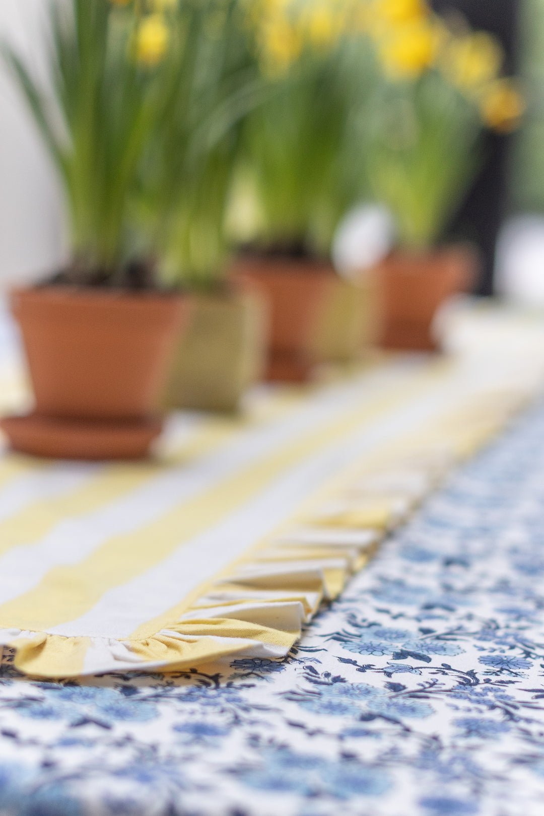 Lemon Stripe Frill Table Runner