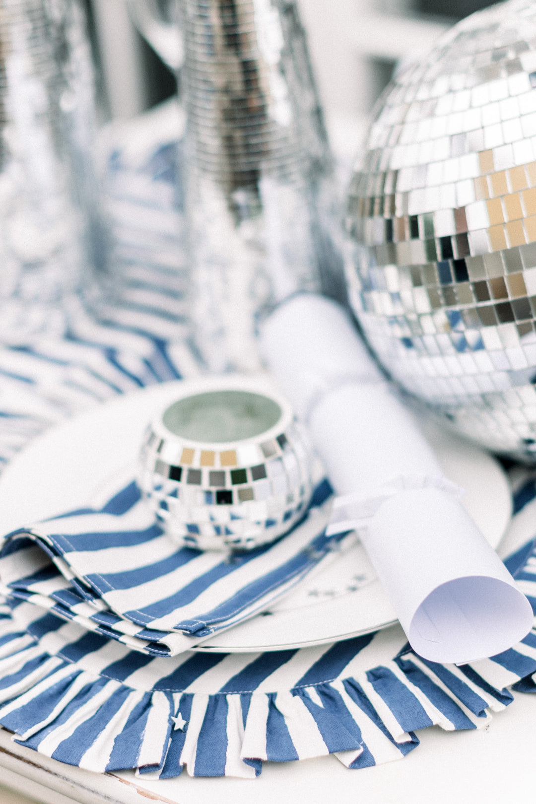 Iris Blue Stripe Napkins, Set of 4