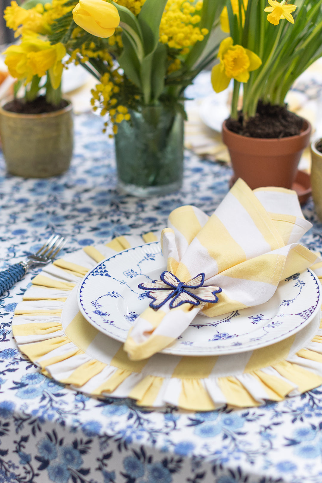 Thistle Blue Napkins, Set of 4 | Hand Block-Printed Cotton