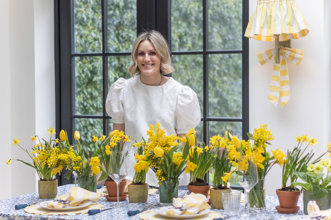 Large Lemon stripe Lampshade Cover