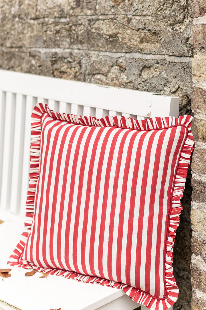 Holly Red Frill Cushion Cover