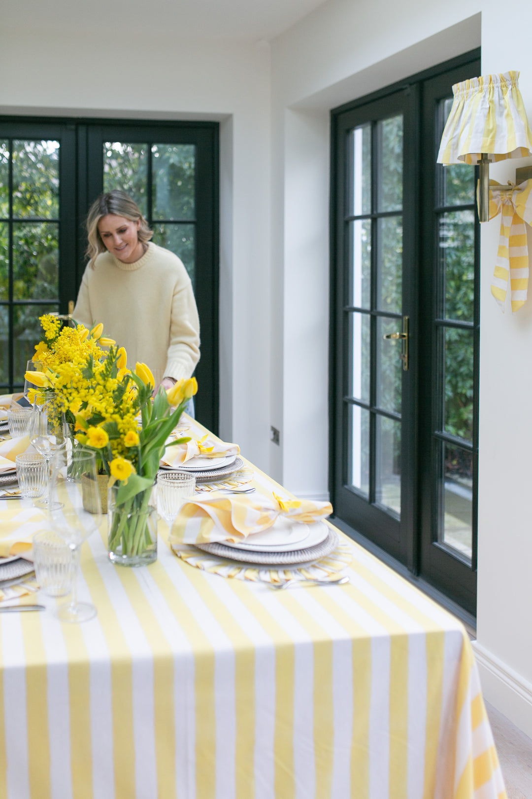 Large Lemon stripe Lampshade Cover