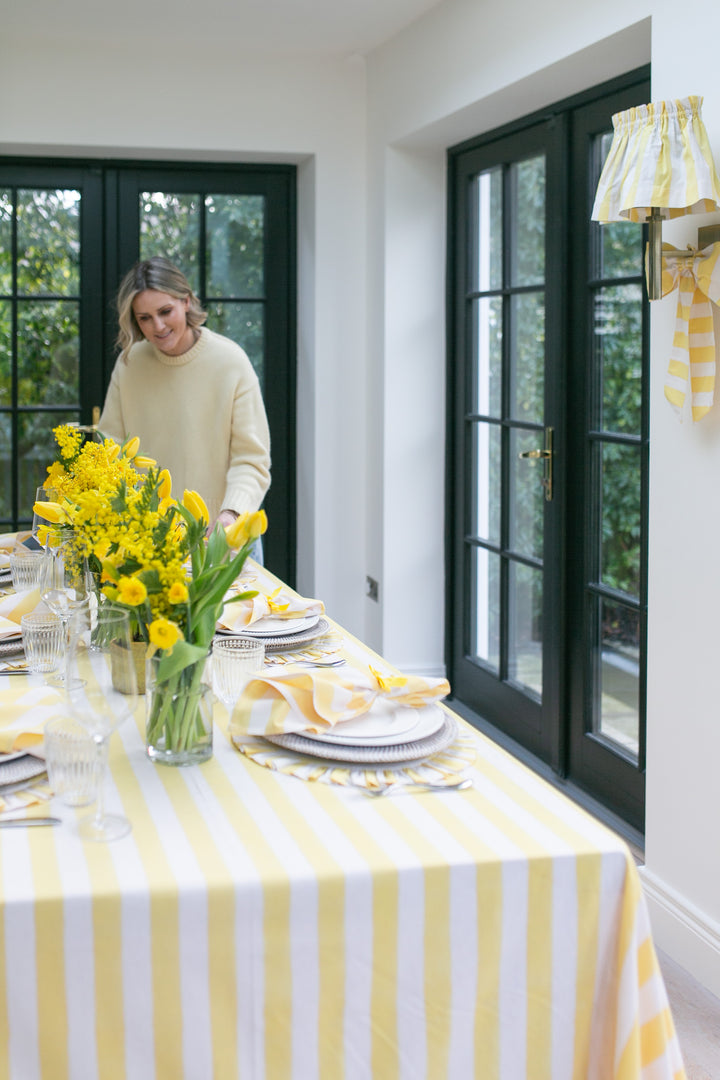 Large Lemon stripe Lampshade Cover