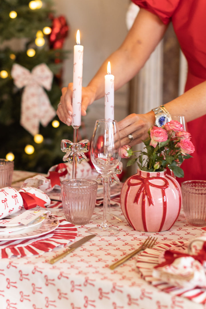 Glass Candle Holders with Bow – Set of 2