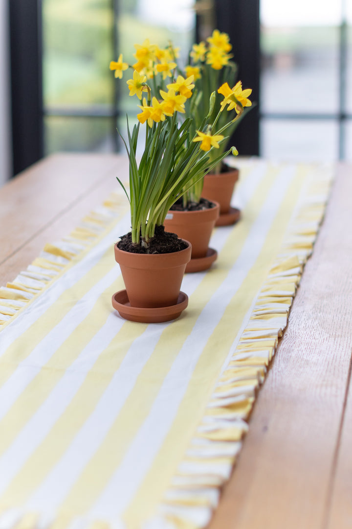 Lemon Stripe Frill Table Runner