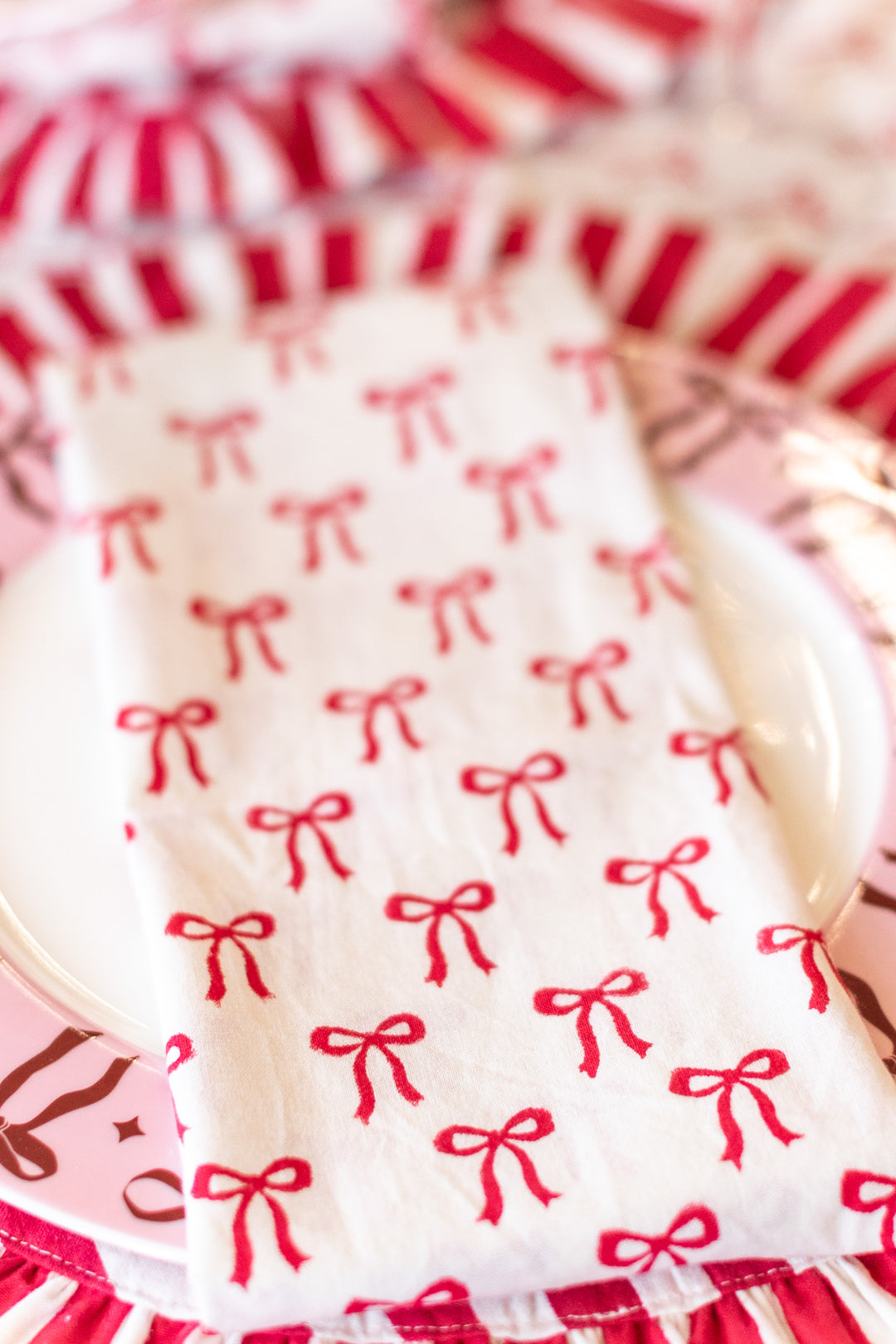 Christmas bow Napkins, Set of 4