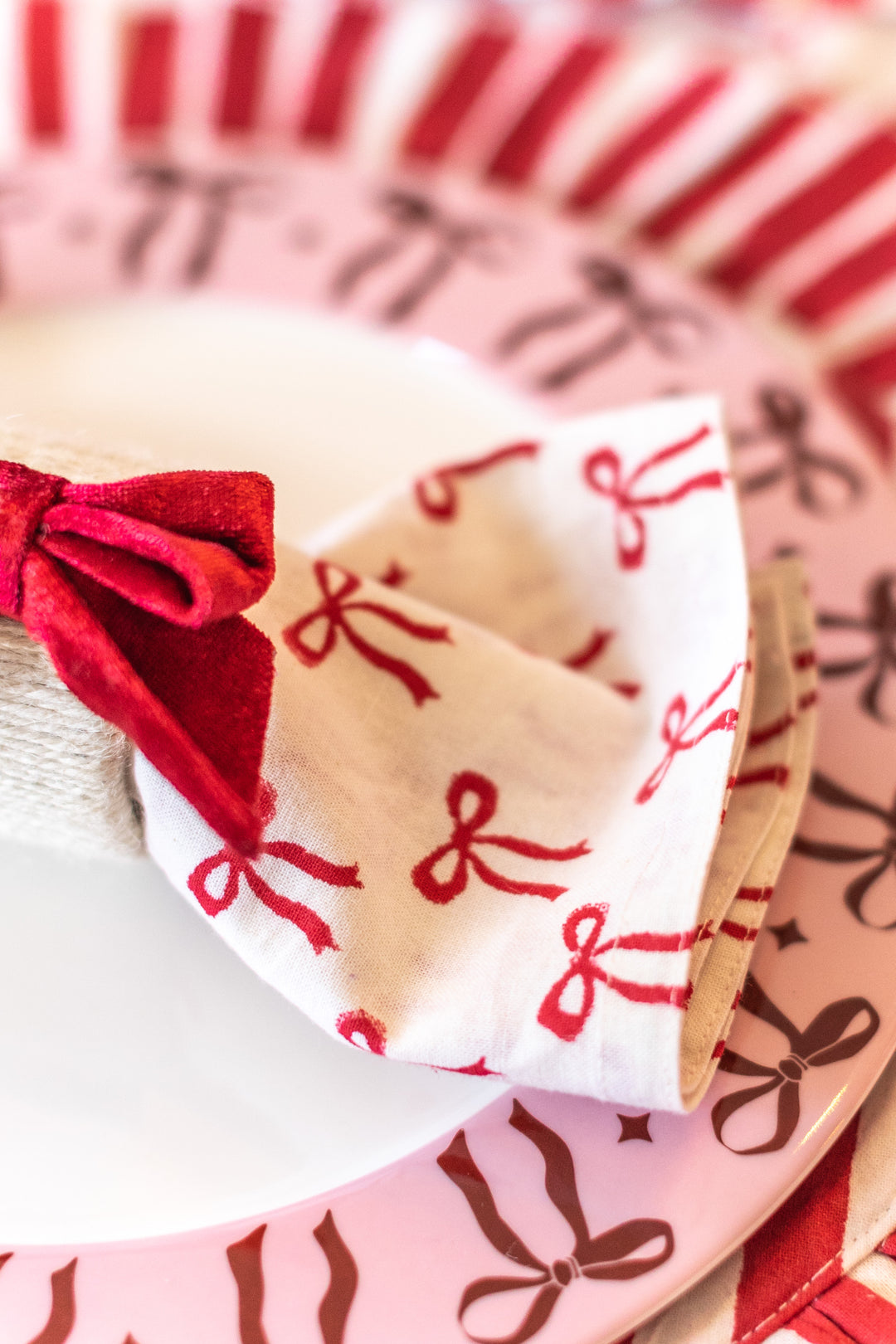 Christmas bow Napkins, Set of 4