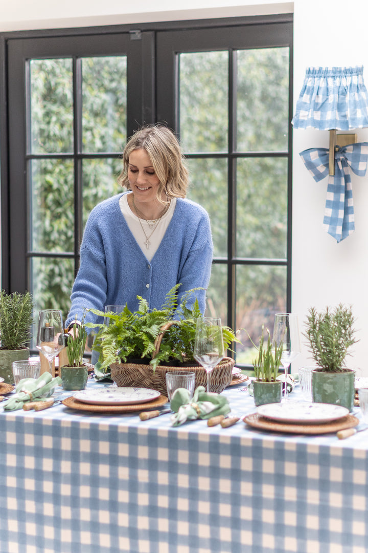 Gingham Blue Rectangle Tablecloth