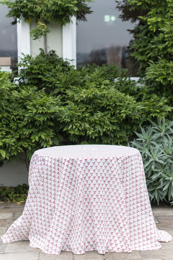 Christmas Red Bow Round Tablecloth