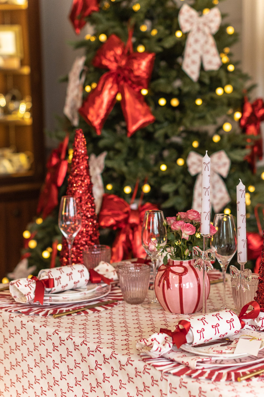 Christmas bow Napkins, Set of 4