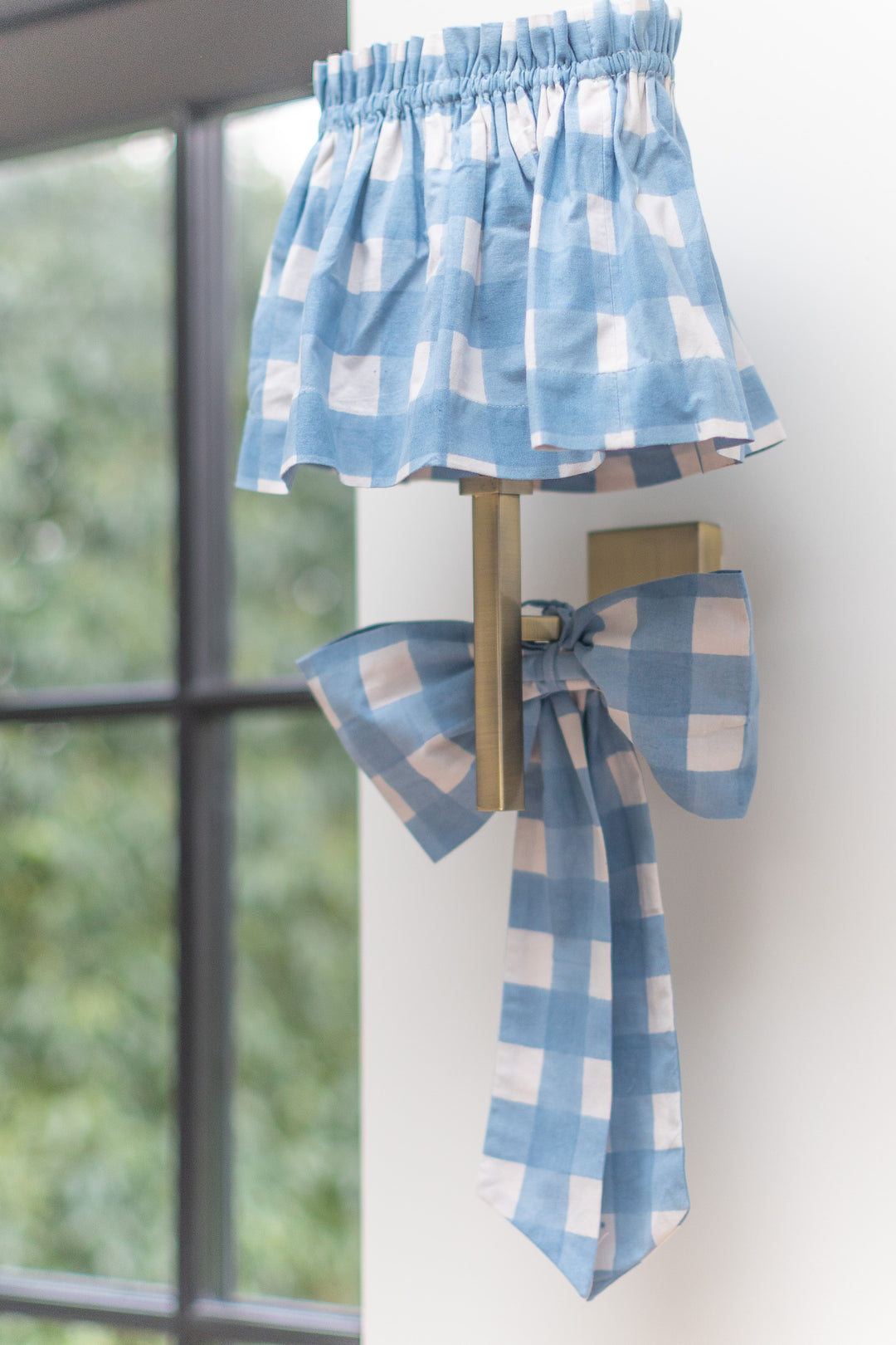 Large Gingham Blue Lampshade Cover