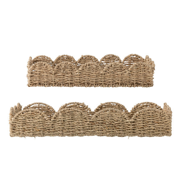 Seagrass Scallop Tray Rectangular, Set of 2