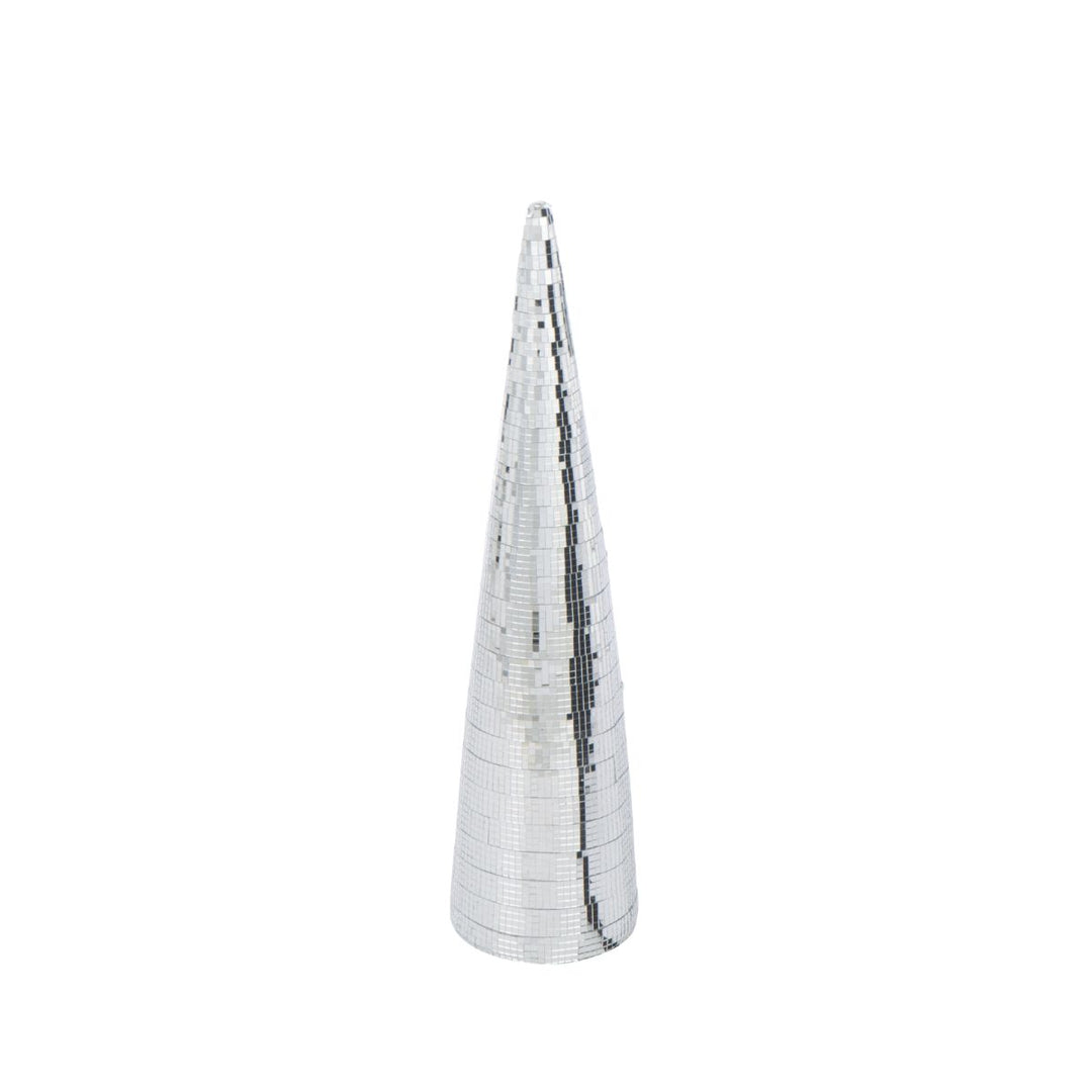 Silver mirror cone tree, large size, modern holiday ornament.