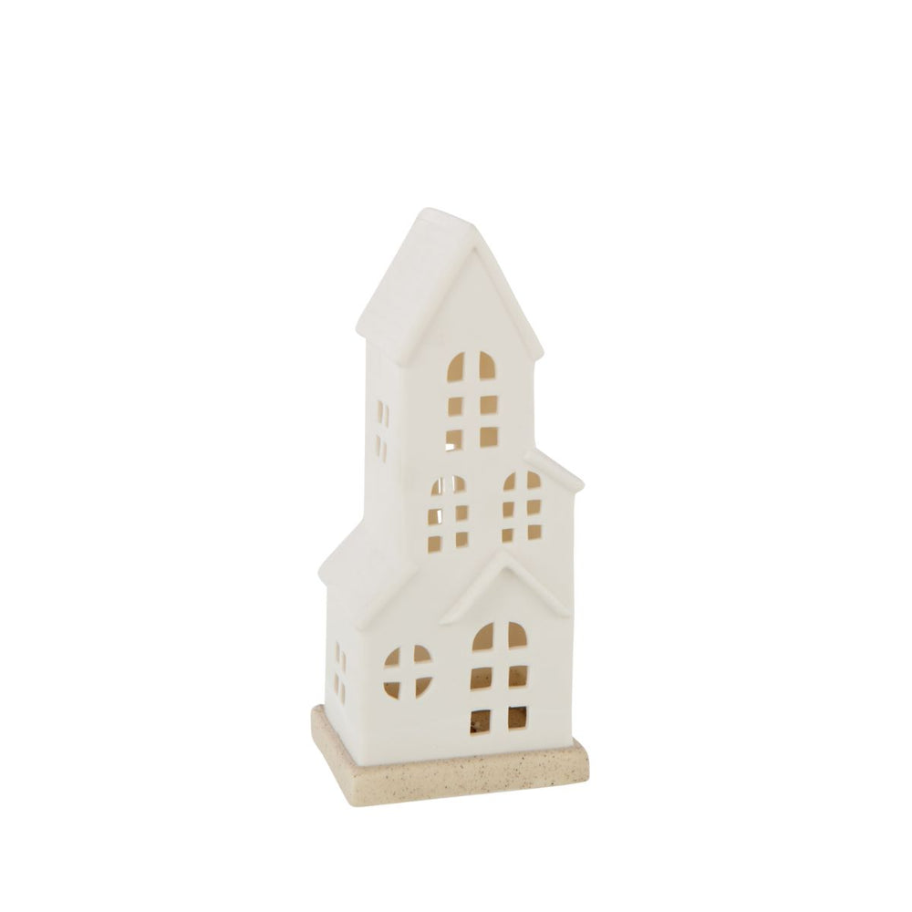 Tall White Ceramic LED House-Seasonal Decorations-LNH Edit
