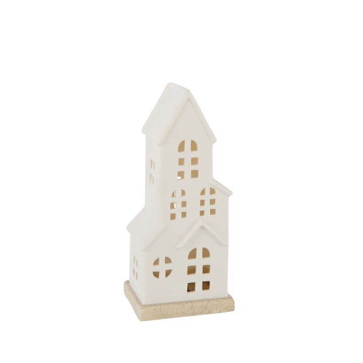 Tall White Ceramic LED House-Seasonal Decorations-LNH Edit