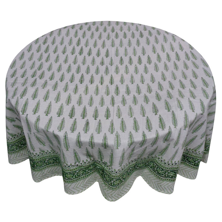 Poppy Round Green Tablecloth-Tablecloths-LNH Edit