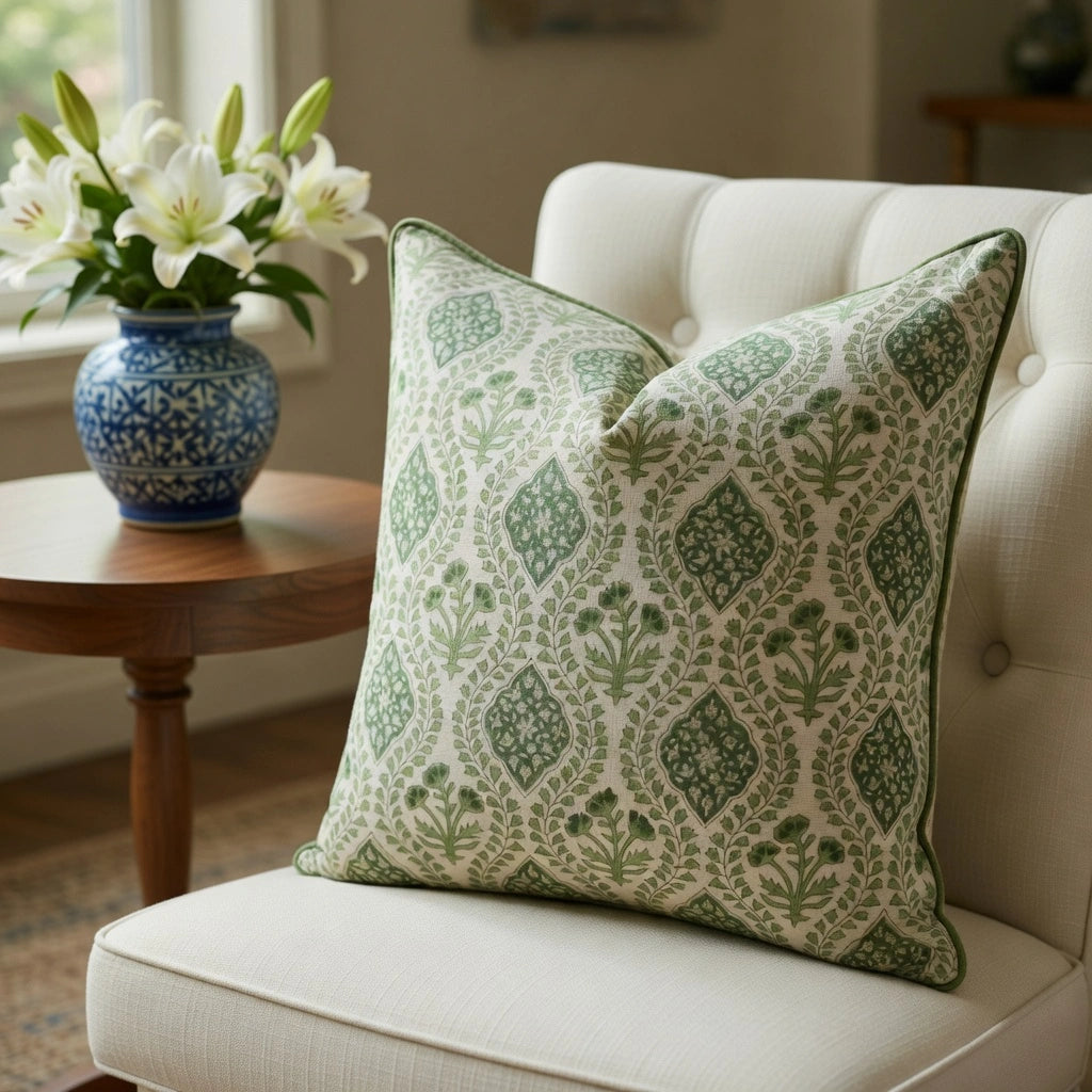 Trellis Green Cushion Cover