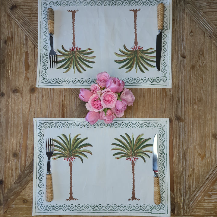 Palm Tree Green Placemats, Set of 2-Placemats-LNH Edit