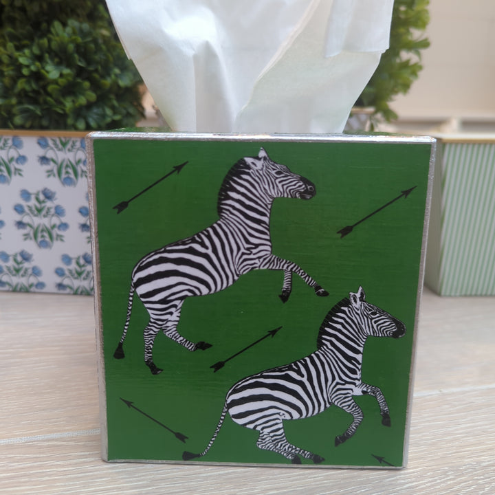 Zebra Green Tissue Box Cover-Tissue Boxes-LNH Edit