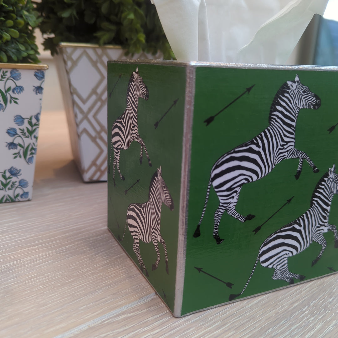 Zebra Green Tissue Box Cover-Tissue Boxes-LNH Edit