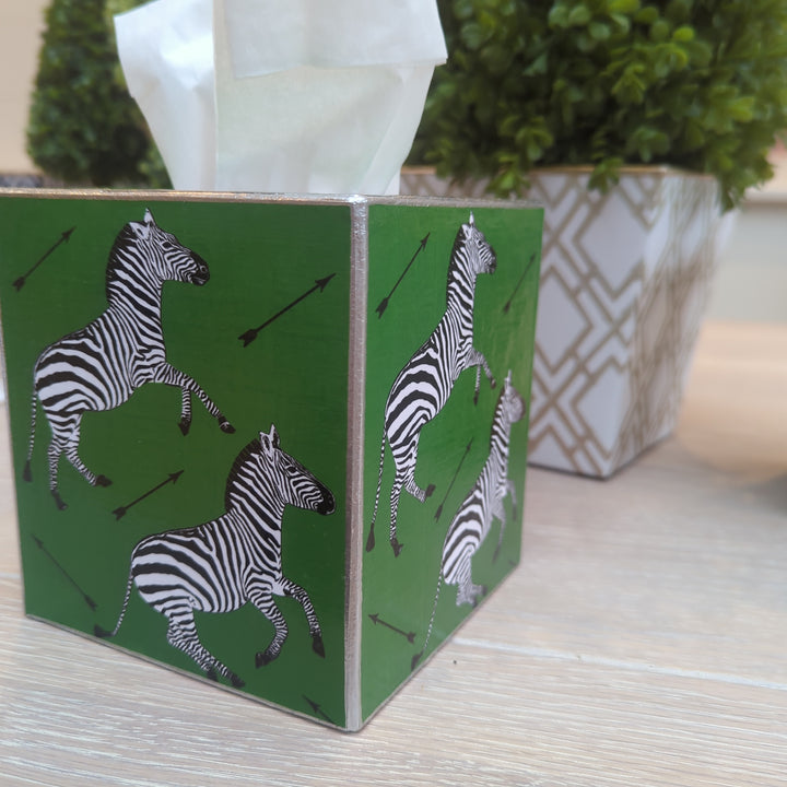 Zebra Green Tissue Box Cover-Tissue Boxes-LNH Edit